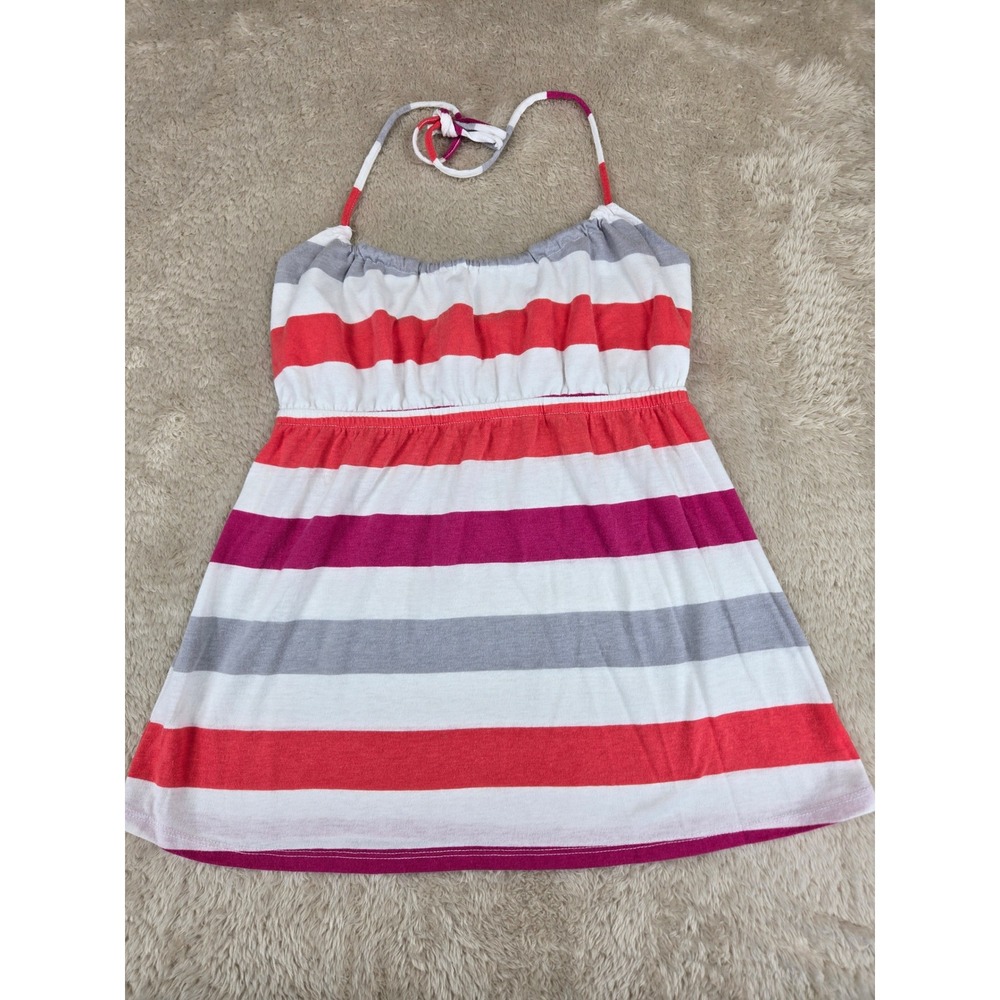 Gap Womens Small Striped Halter Top Red Pink‎ Grey White Elastic Waist Jersey